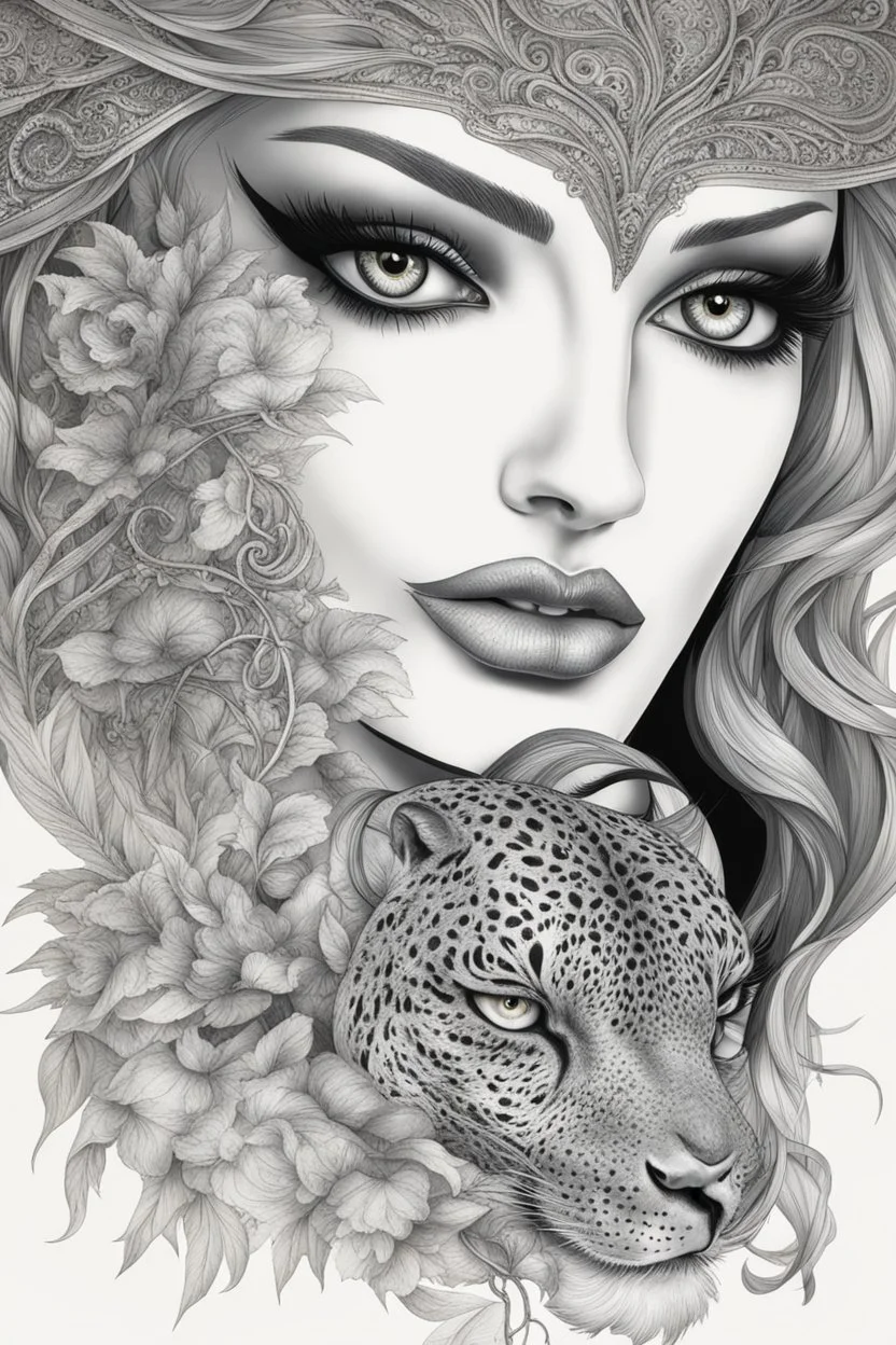 close up portrait big cat eyes woman, very detailed, sharp focus, random background, dark fantasy, stunning