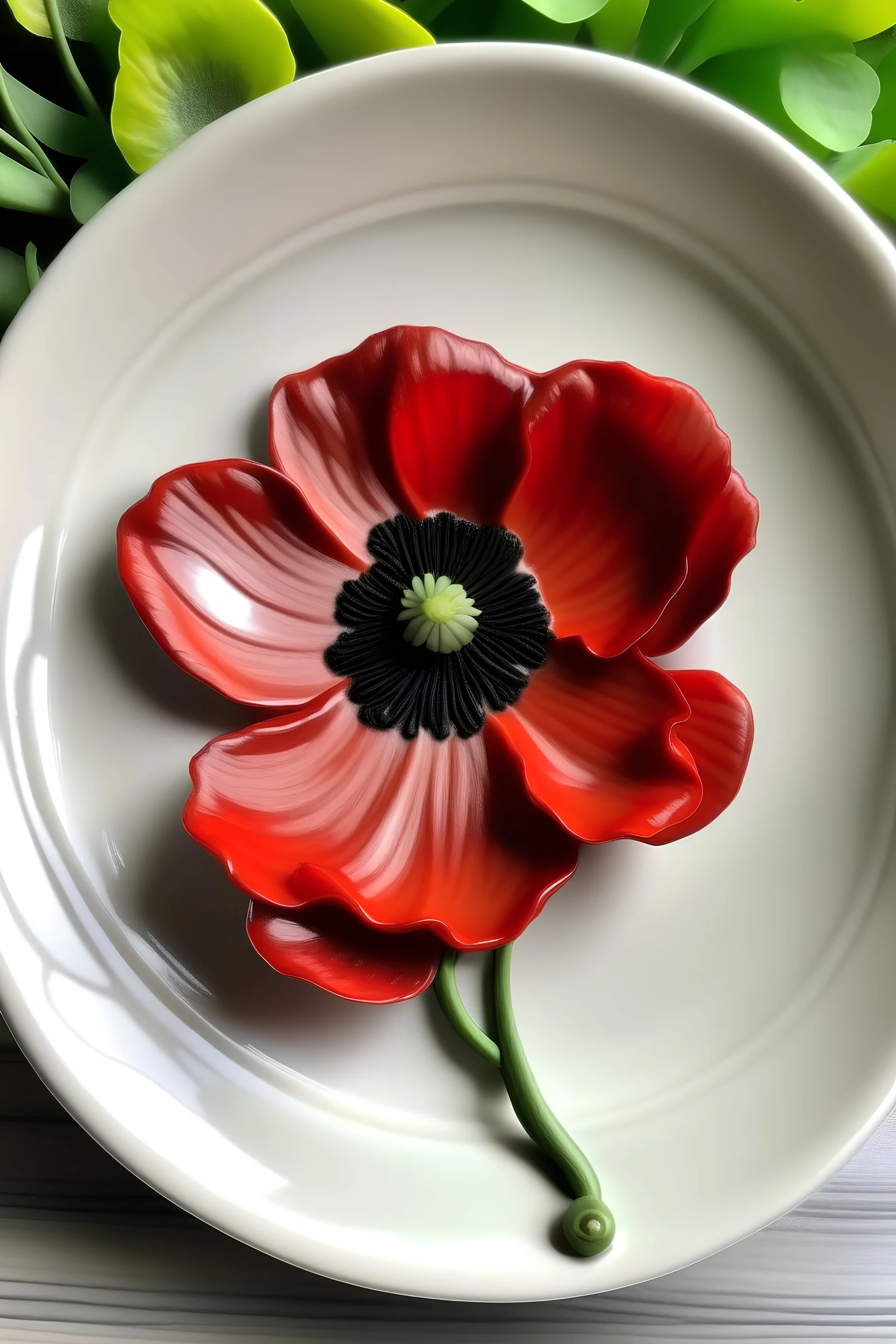 Set of ten white Finest Ceramic plates with a poppy