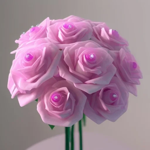 Pink Crystal Rose Bouquet Flower