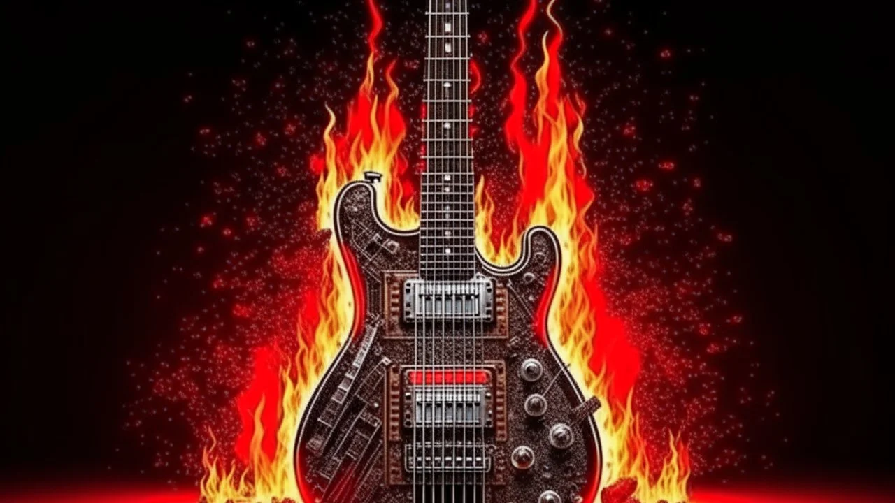 4K. REALISTIC FULL DETAILS. LOGO EMISSION DE RADIO HARDROCK FIRESTARTER TERMINATOR.