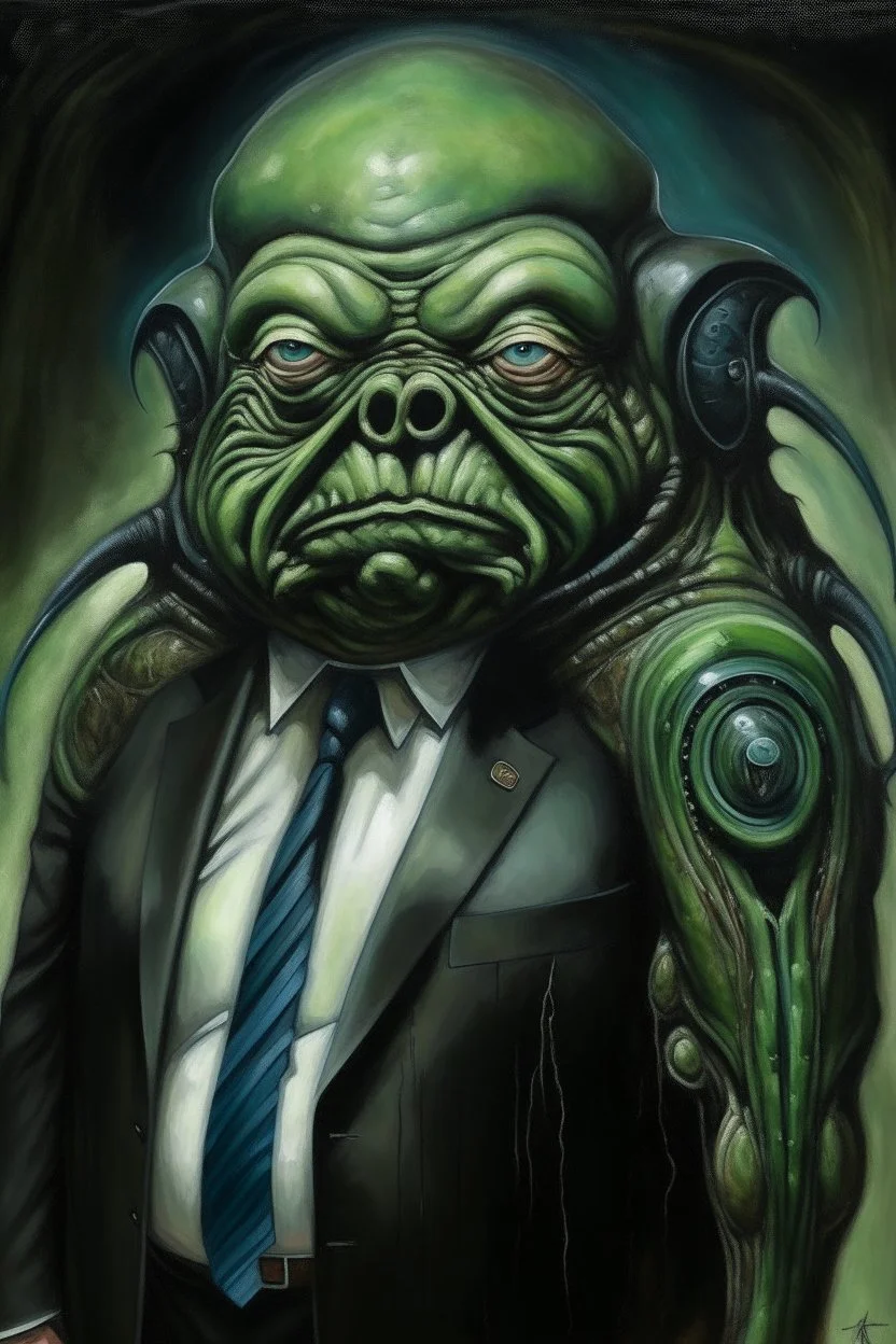 President William H. Taft painted biomechanical alien