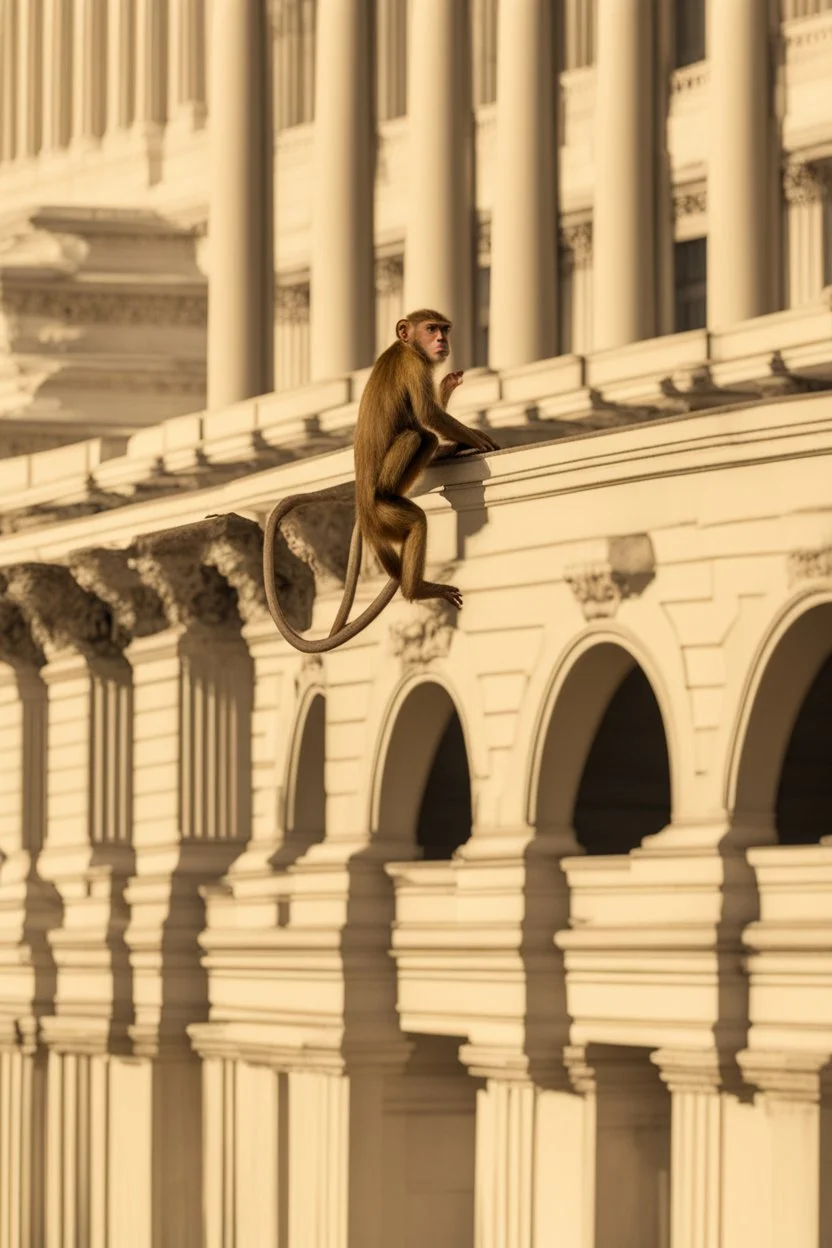 weird monkeys climbing up a capitol building wall