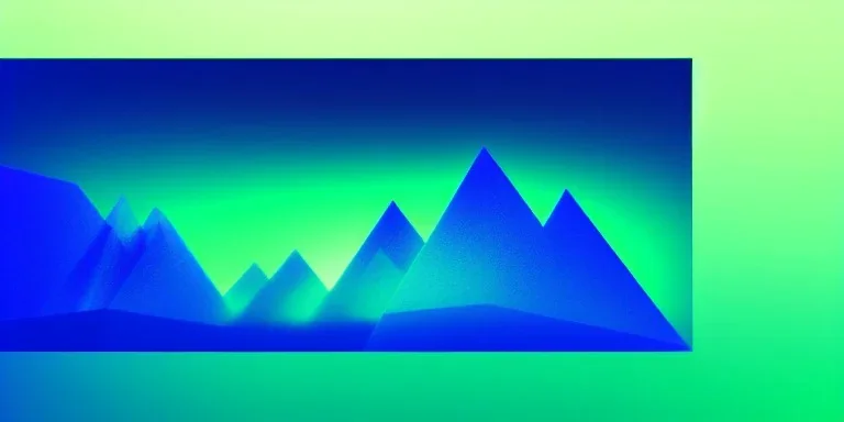 3d rendering. Abstract futuristic neon background. Fantastic landscape with glowing geometric triangular frame and mountains