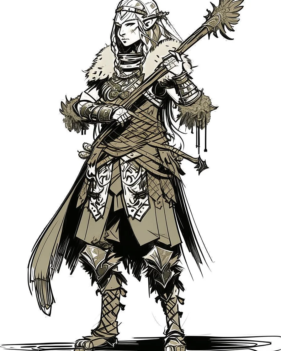 Girl Archer concept art, full body, sketch, coll style, bow