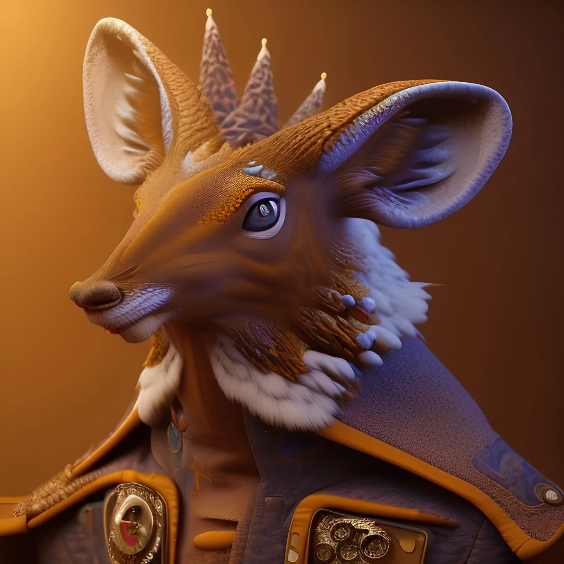 Anthropomorphic jackelope dressed in old west cowboy style, concept art, vivid colors, visionary, science fiction, Desertic bioremediation, hyper realistic, ambient lighting, concept art, intricate, hyper detailed, smooth, dynamic volumetric lighting, octane, raytrace, cinematic, high quality, high resolution, 8K, symmetry