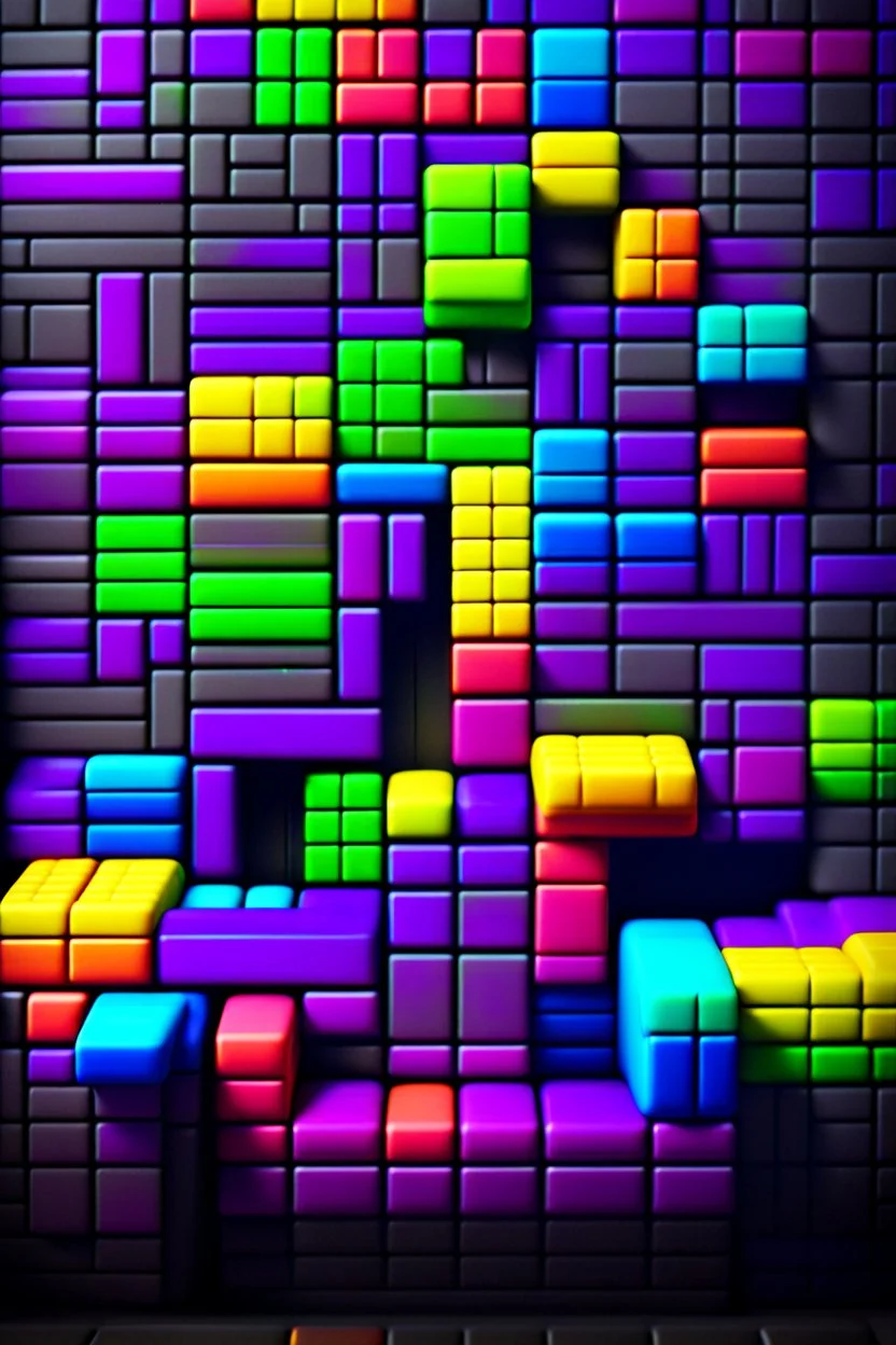 Tetris, 8K resolution, high quality, ultra graphics, and detailed with lines.