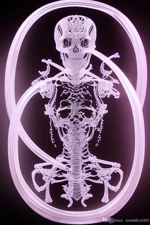 Futuristic Neon crystal skeleton samurai smoke glass fire water