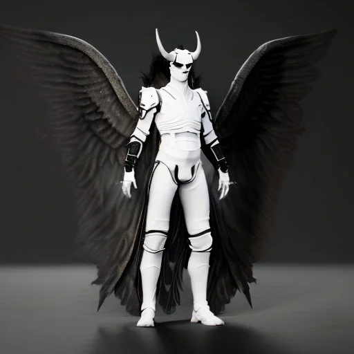 angel, demon, angel demon hybrid, half angel, half demon, black angel wings, white demon wings, black and white, balance, horns, armor, noble clothes, black and white armor, black and white clothes