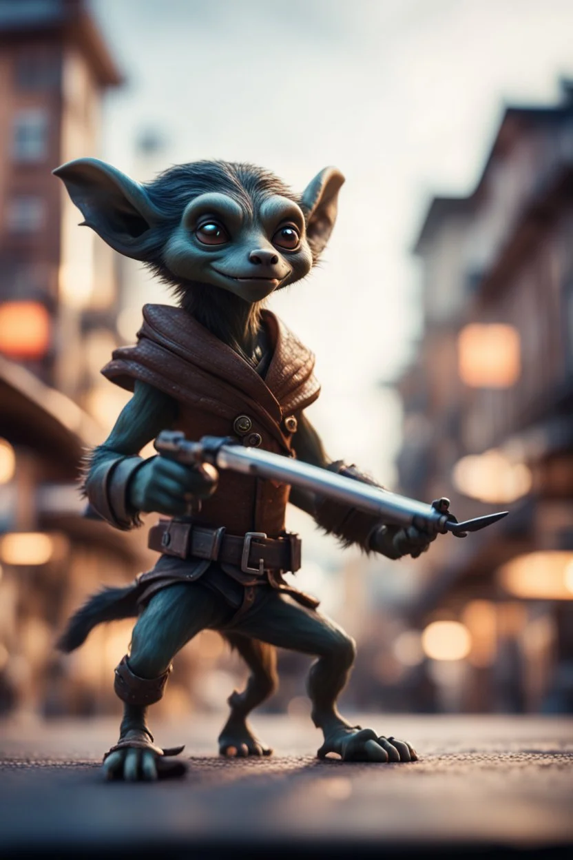 pen outline, gremlin alien badger wielding colts in fake western city ,bokeh like f/0.8, tilt-shift lens 8k, high detail, smooth render, down-light, unreal engine, prize winning