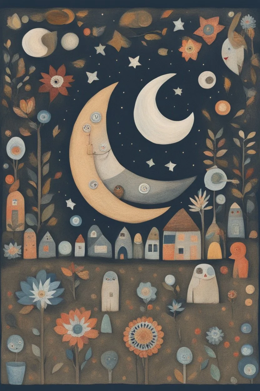 Moon folk art