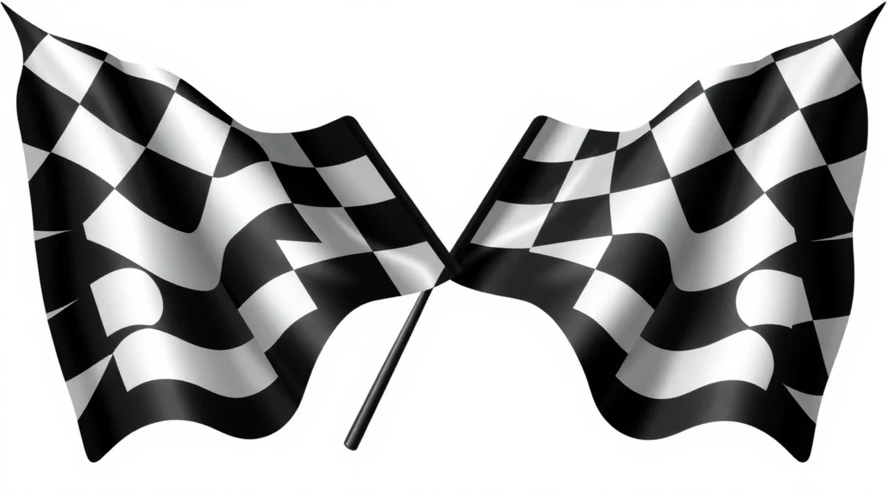 2 checkered finishing flags crossed , black and white vector