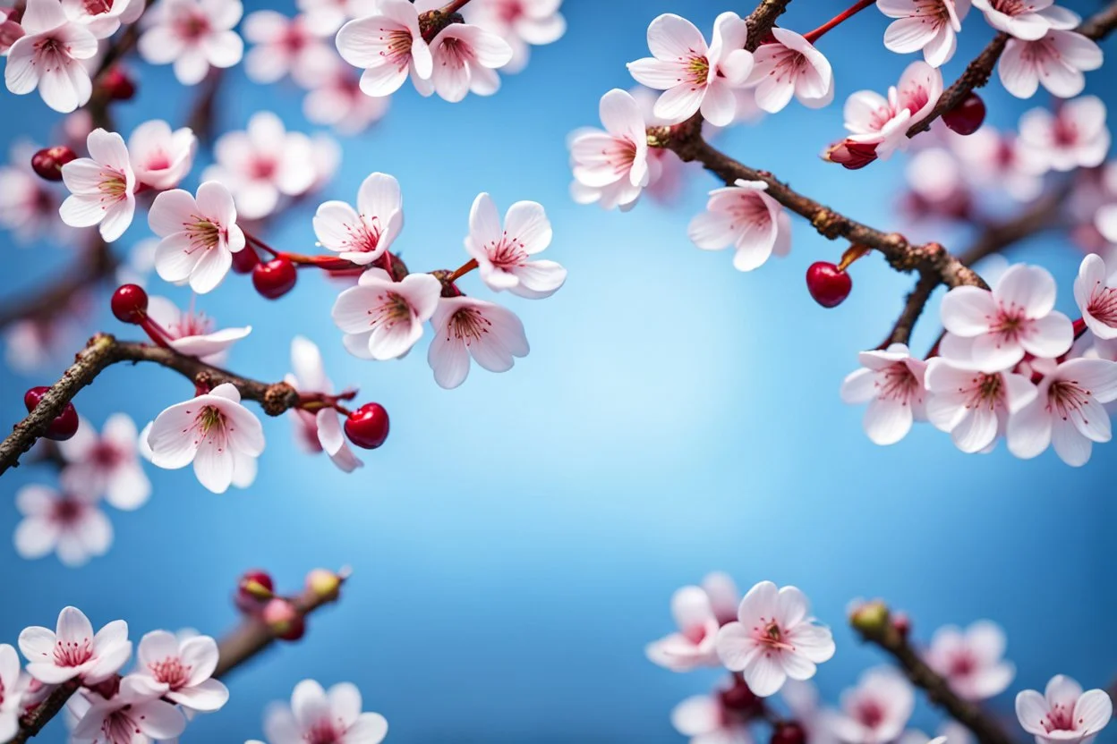 fantastic light pin blue background with three rows of four evenly spaced cherry blossoms