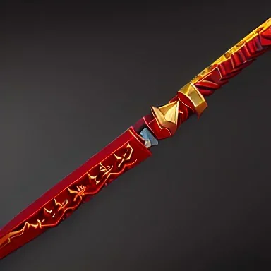 red katana with gold