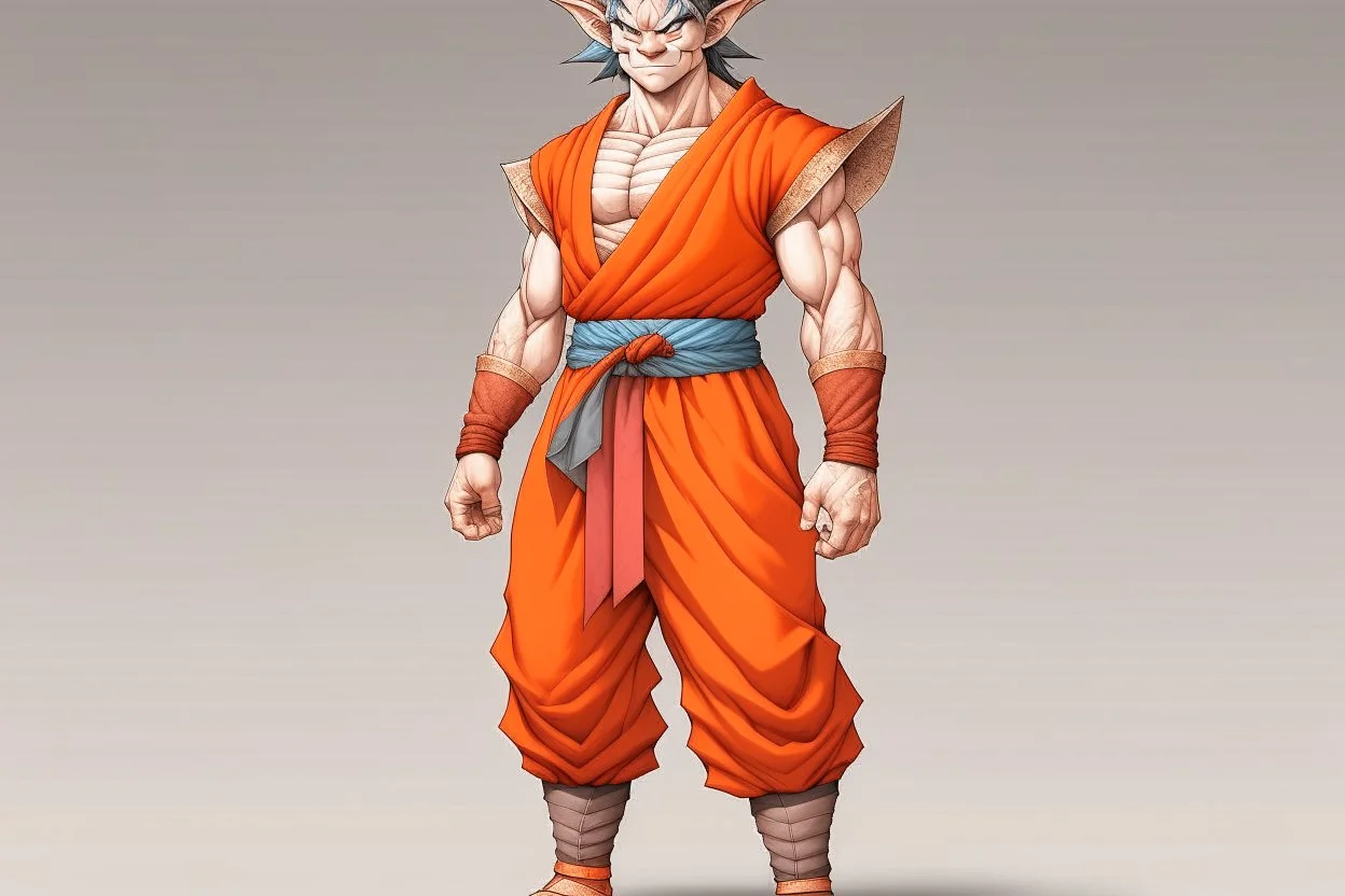 Full Body, Male Dragonborn, monk, outfit like goku