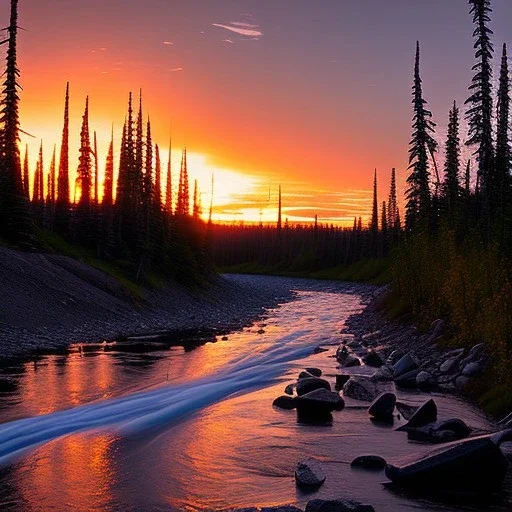 Raging River at sunrise in alaska by Sydney Laurence