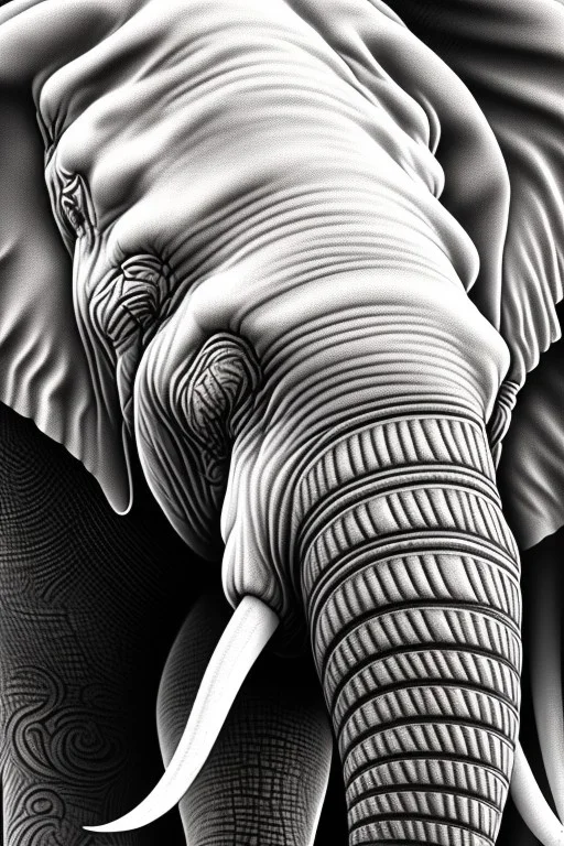 Line art close up elephant head