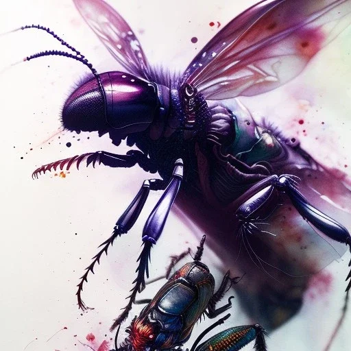 insects, 3D, leaning pose, watercolor illustration by <agnes cecile> <Yoji Shinkawa>,