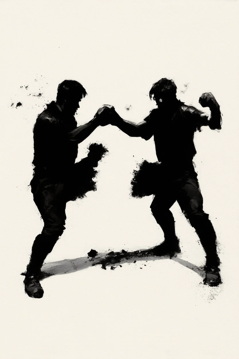 a distressing image of two shadows preparing to fight