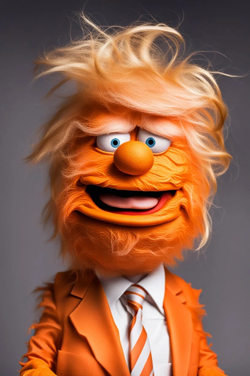 an orange muppet that looks like an angry old Donald Trump