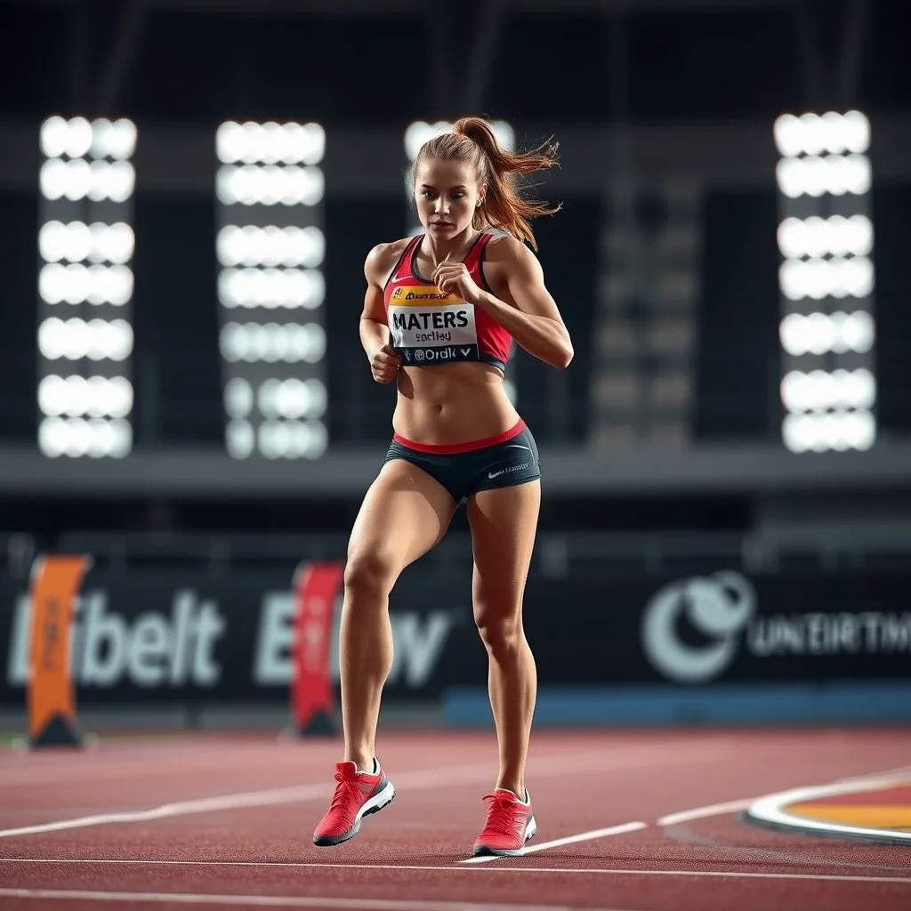 A female athlete with only two legs.
