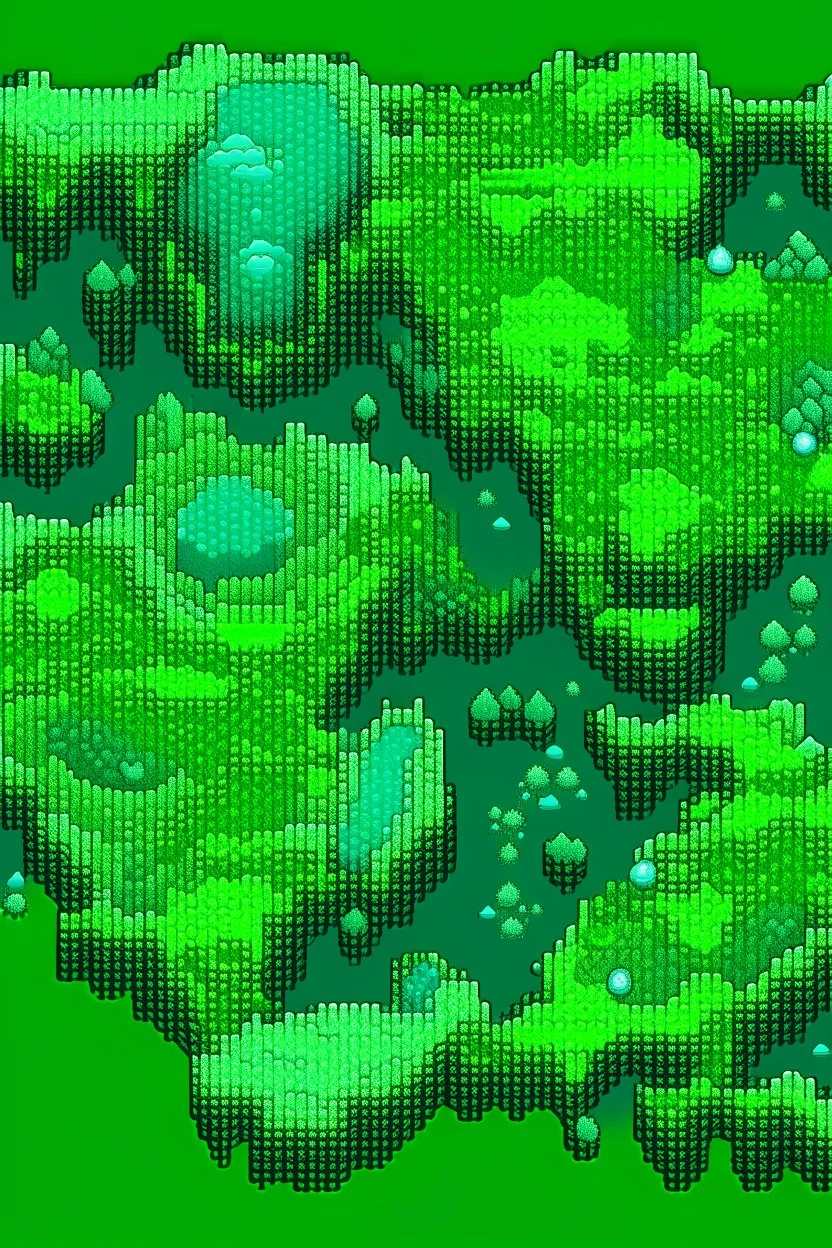 pixel art top down planet surface in 2d game, detailed level, mint green terrain