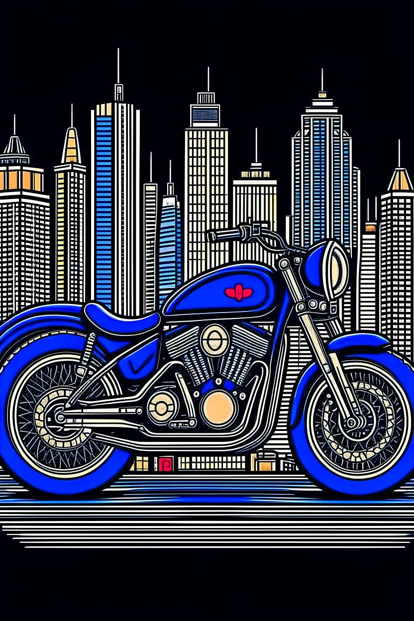 punisher sku;; city motorbike in the style of Hiroshi Nagai