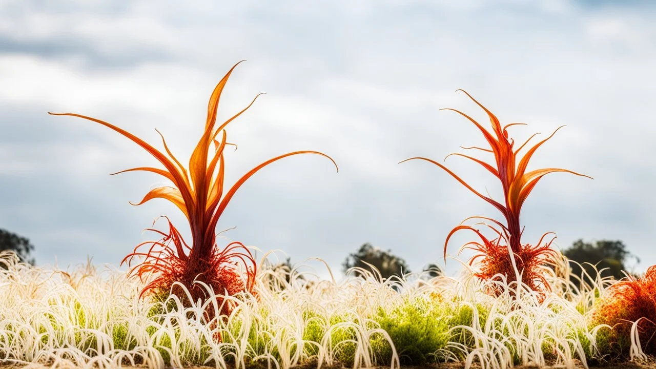 Strange invasive plant species, threatening, mutant, triffid, weird, frightening, amazing, chiaroscuro, beautiful light and colour, beautiful composition