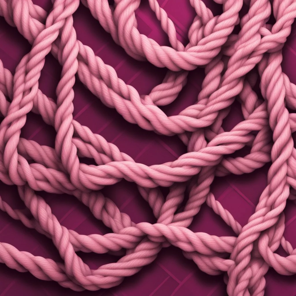 Hyper Realistic anime-style-ropes with pink-&-maroon-textured background