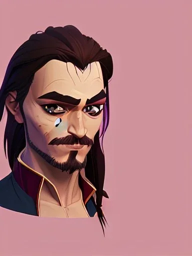 Portrait of a 30 year old strange gay wizard like Jack Sparrow