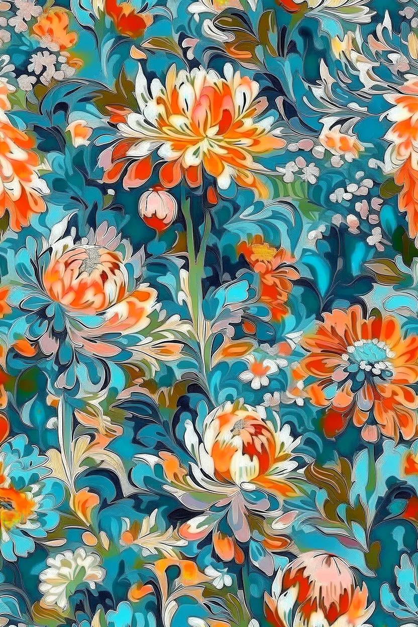 flowers floral pattern in the style of Claude Monet 3d