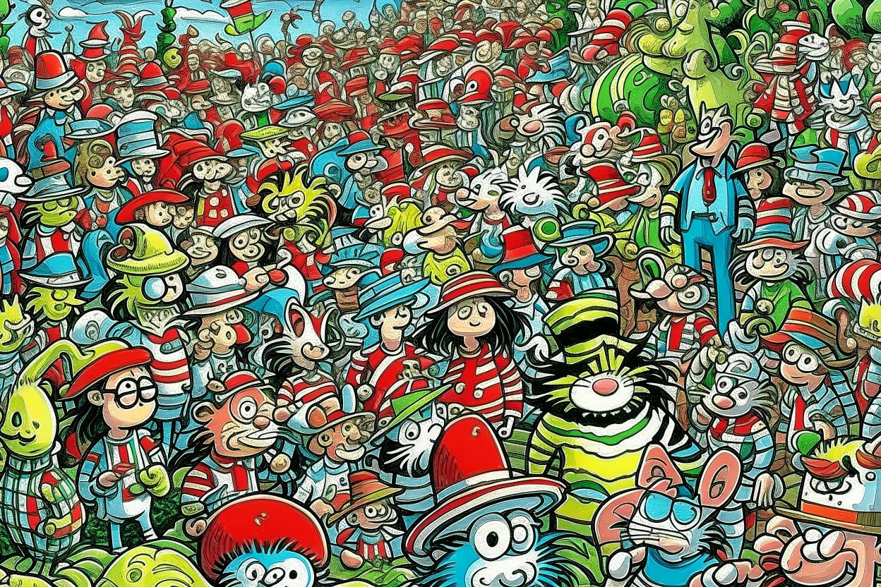 where's Wally type of image but istead of Wally it's a cat.