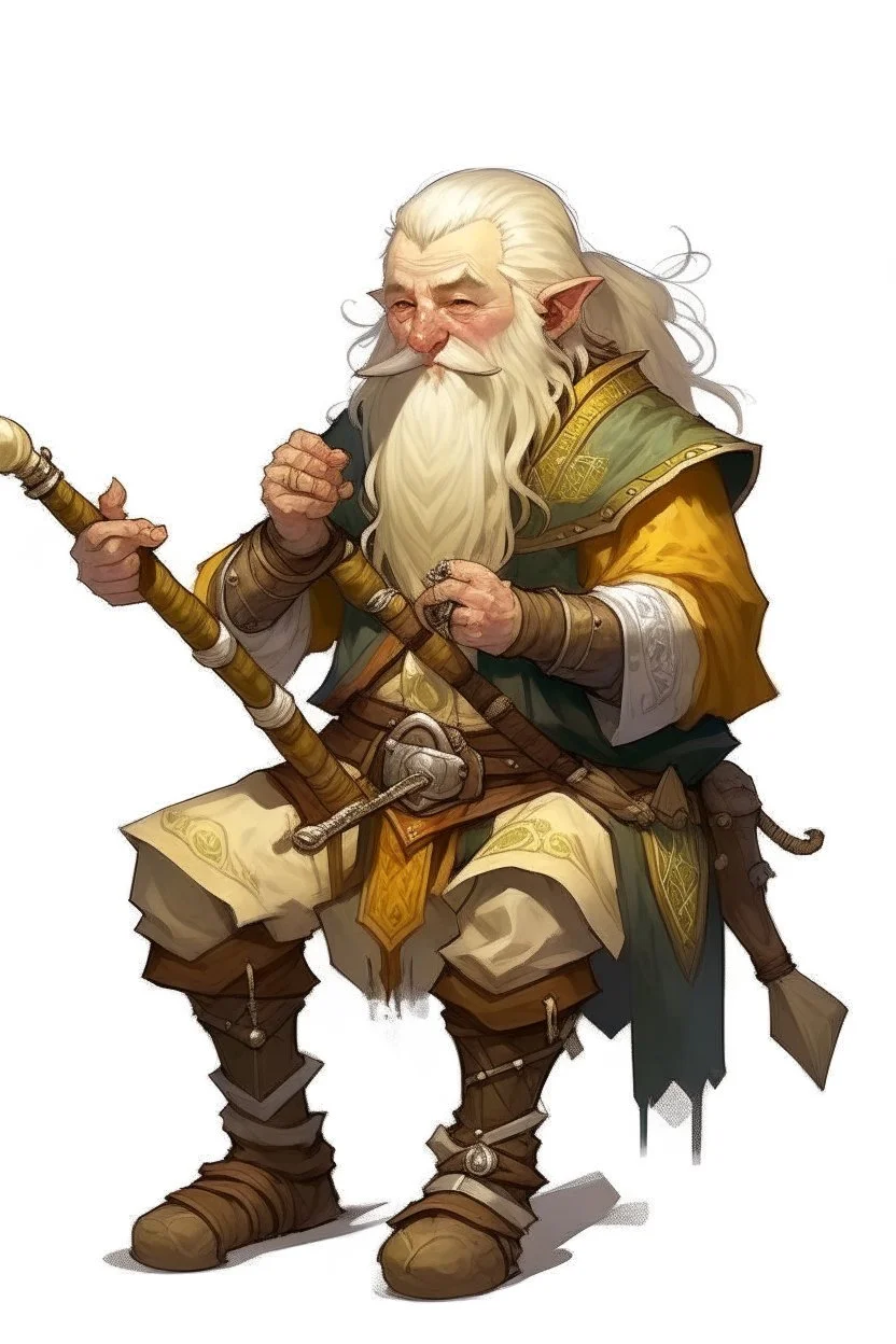 teenage blonde bard mountain dwarf with silver flute dnd