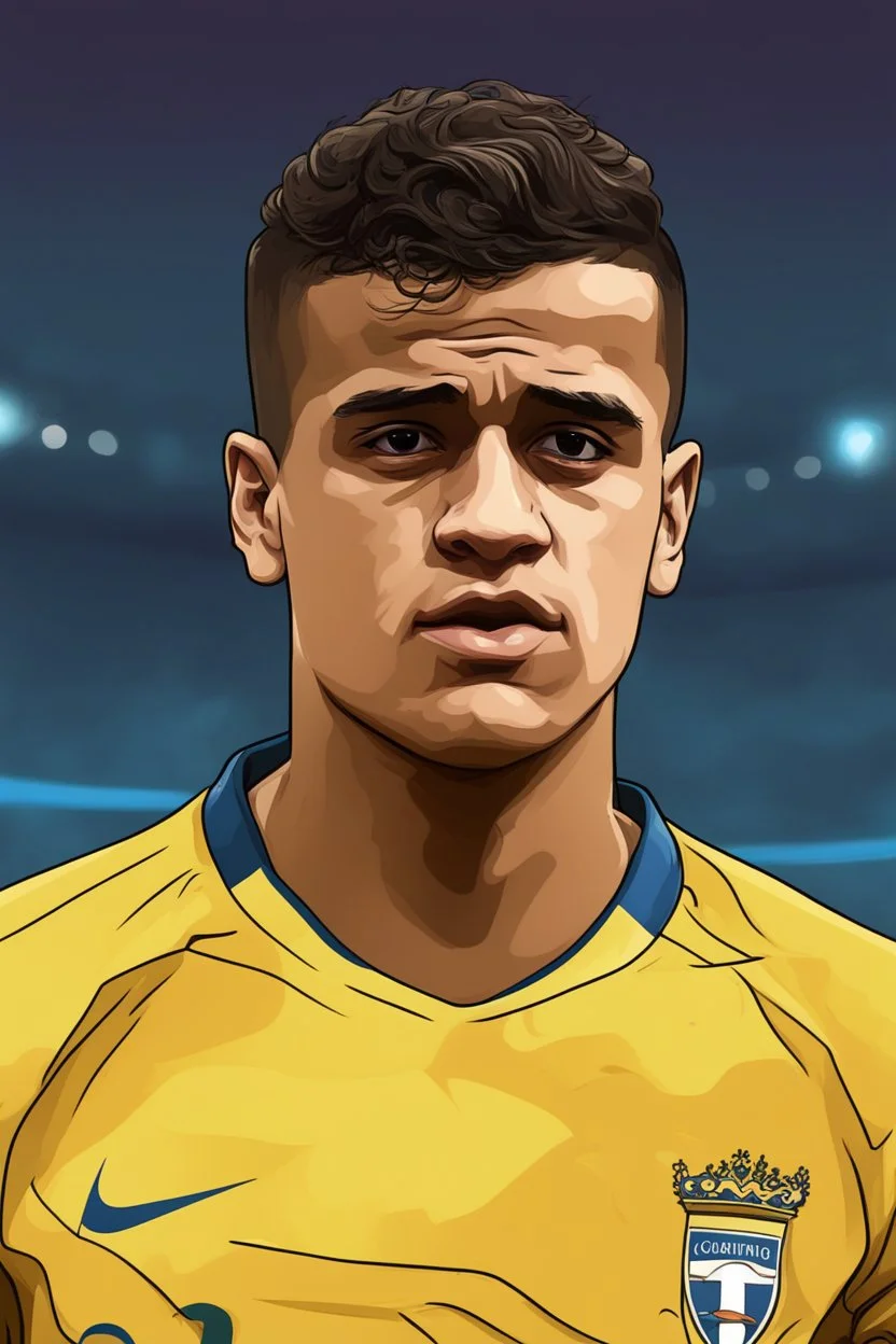 Philippe Coutinho Brazilian football player ,cartoon 2d