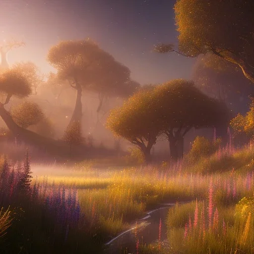 beautiful golden transparent landscape very etheric and cosmic, delicate colors, ultra sharp focus, 8k, unreal engine 5, extremely sharp detail, light effect, soft light atmosphere, smooth, full of details