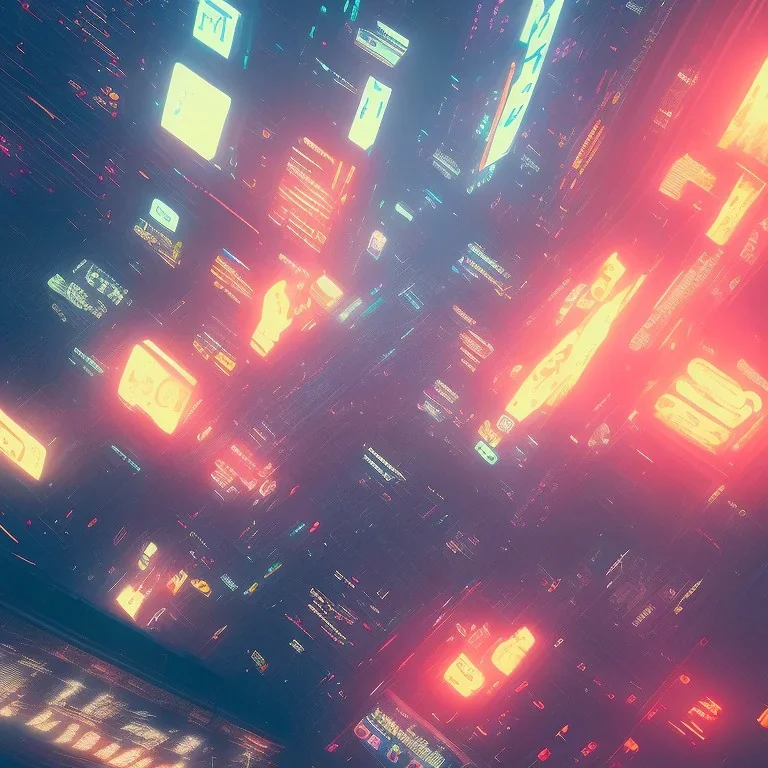 bladerunner 2049 city with a lot of reflections and neon lights