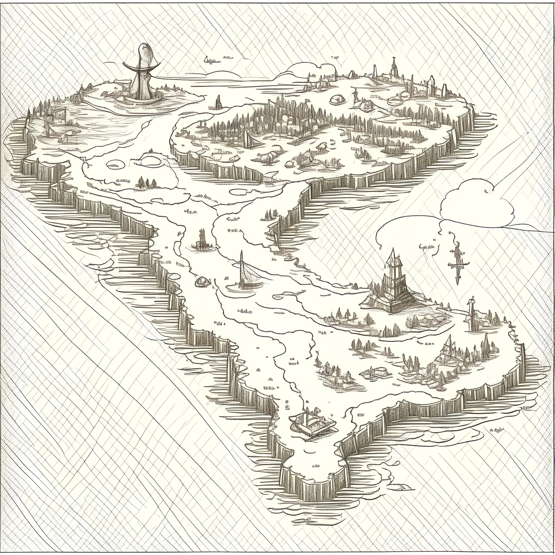 map, illustration, aged, lake, handdrawn, sketch, white,