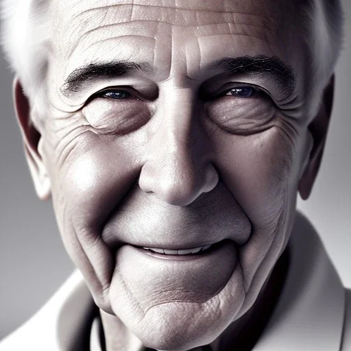 beautiful smooth realistic white/black male boy, 80 y/o man, run on dark cosmos background, extremely sharp detail, finely tuned detail, ultra high definition, 8k, unreal engine 5, ultra sharp focus, smile teeth, happy