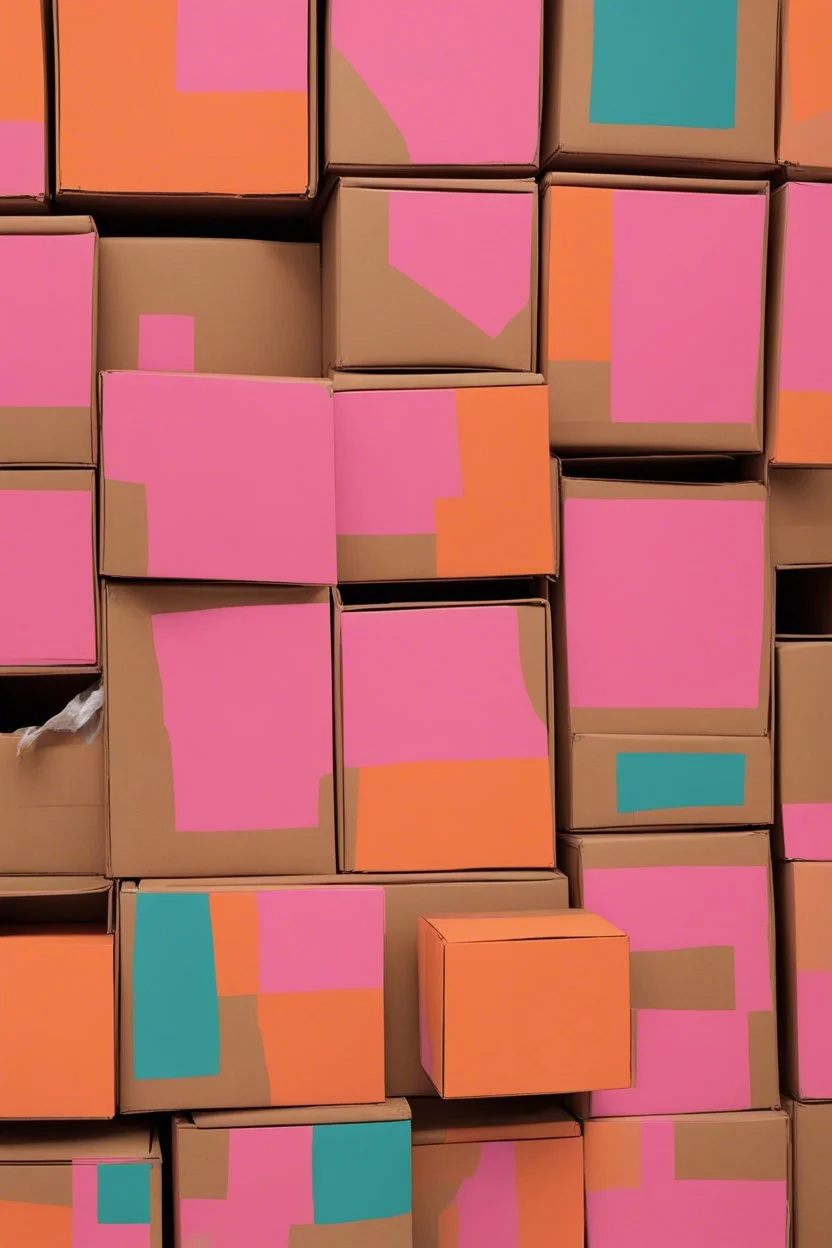 Cardboard Boxes, painter roscoe style, pink and orange