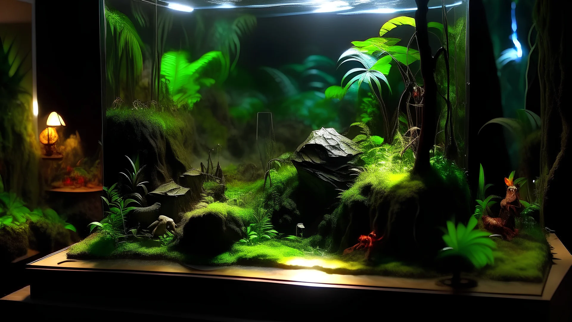 iperrealistic diorama epic jungle prism lightining by asuma