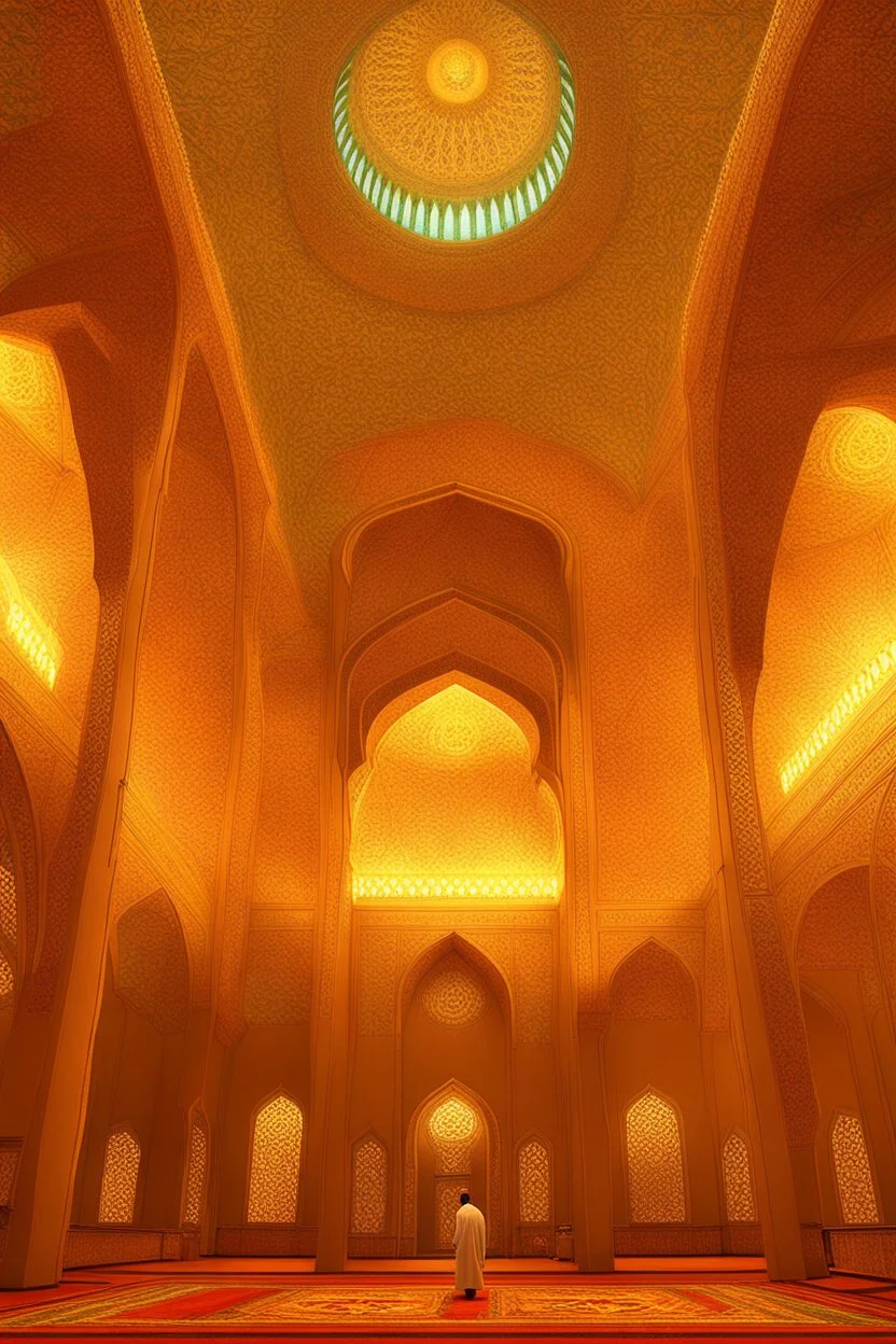 Inside a Moghul mosque at night, gleaming, harmonious, incandescent by artist "Igor Zenin", by artist "George Clausen"