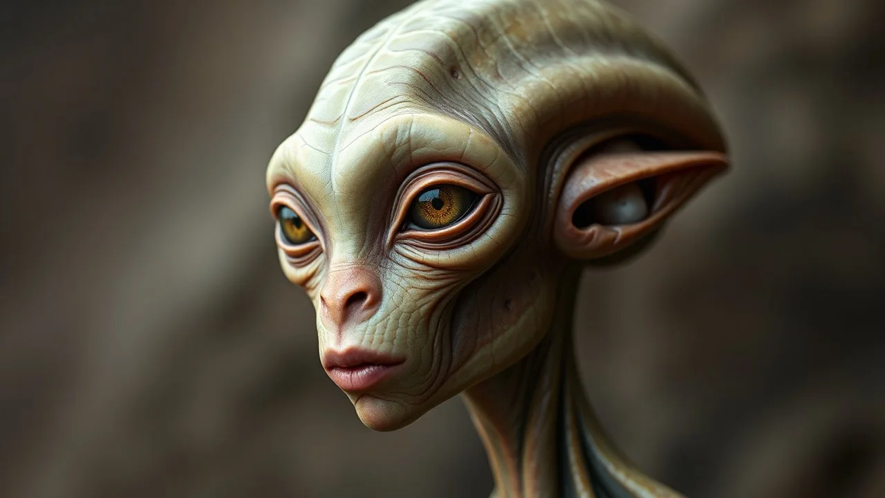 Portrait of a beautiful intelligent alien,