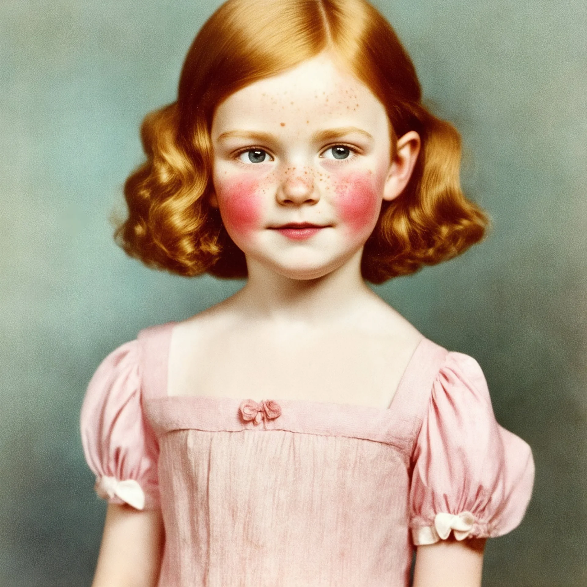 Worn dress, beautiful sadie sink with rosy cheeks and freckles,in 1923