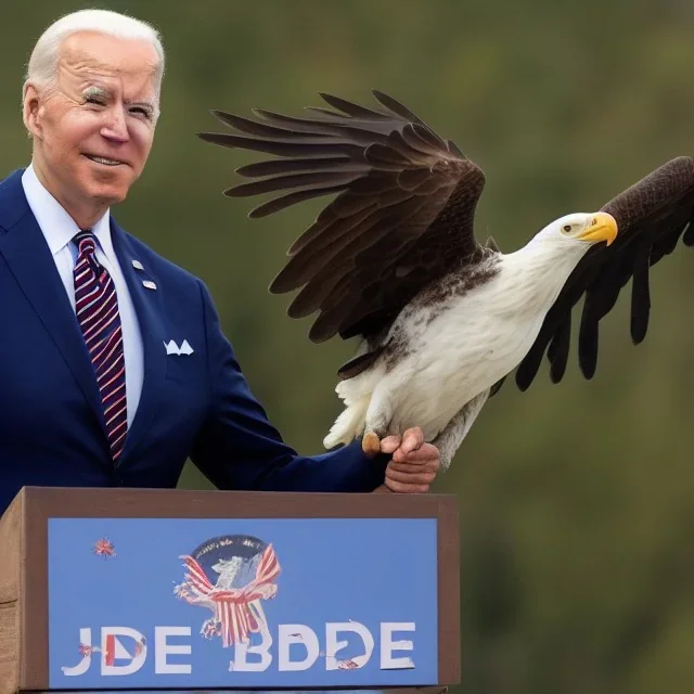 Joe Biden riding a bald eagle