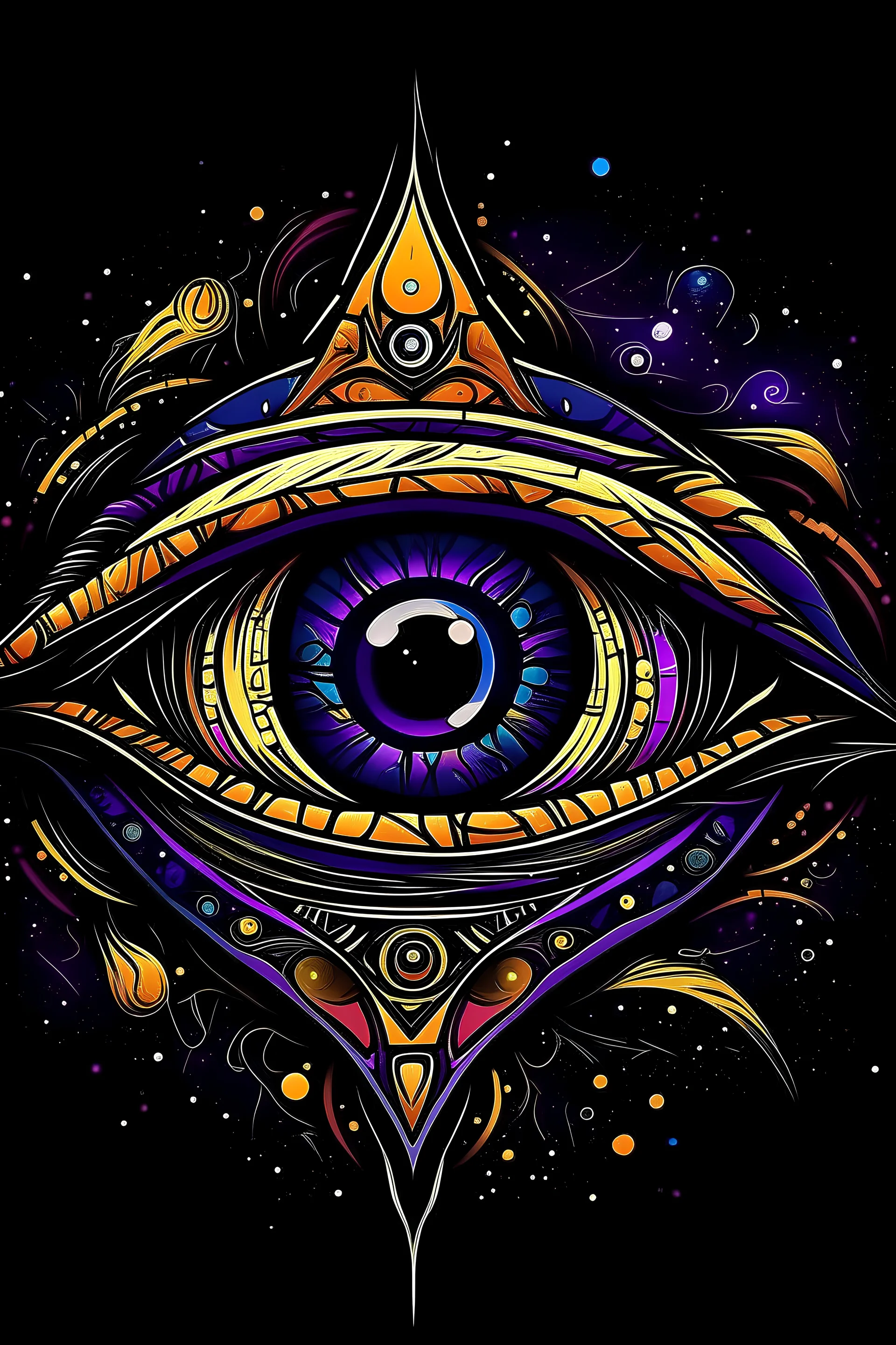 eye of Horus stars detailed high quality colorful purple fit on screen