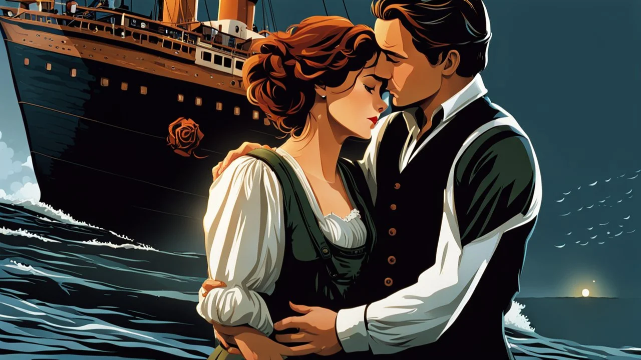 Write a scene where Jack and Rose say goodbye to each other as Rose boards a rescue boat on the sinking Titanic. The tension is palpable as they express their love for each other amidst chaos and tragedy. Jack's heartbreak is evident as he watches Rose leave, knowing they may never see each other again. The scene captures the emotional turmoil of the moment and the overwhelming sense of loss as the ship continues to sink.