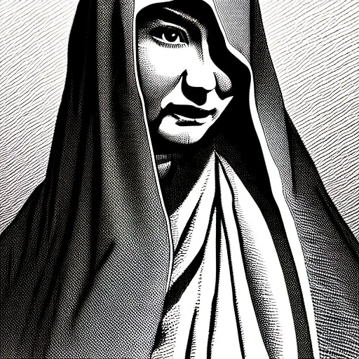 Cloaked woman, portrait, highly detailed