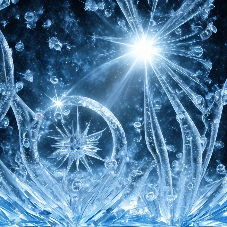 celestial, reflection, ice crystals, snow, icicles