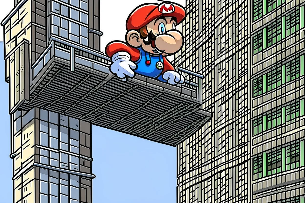 mario falling off building