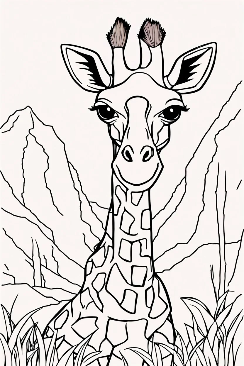 coloring page for kids, GIRRAFE, thick outline, low details, no shading, no color