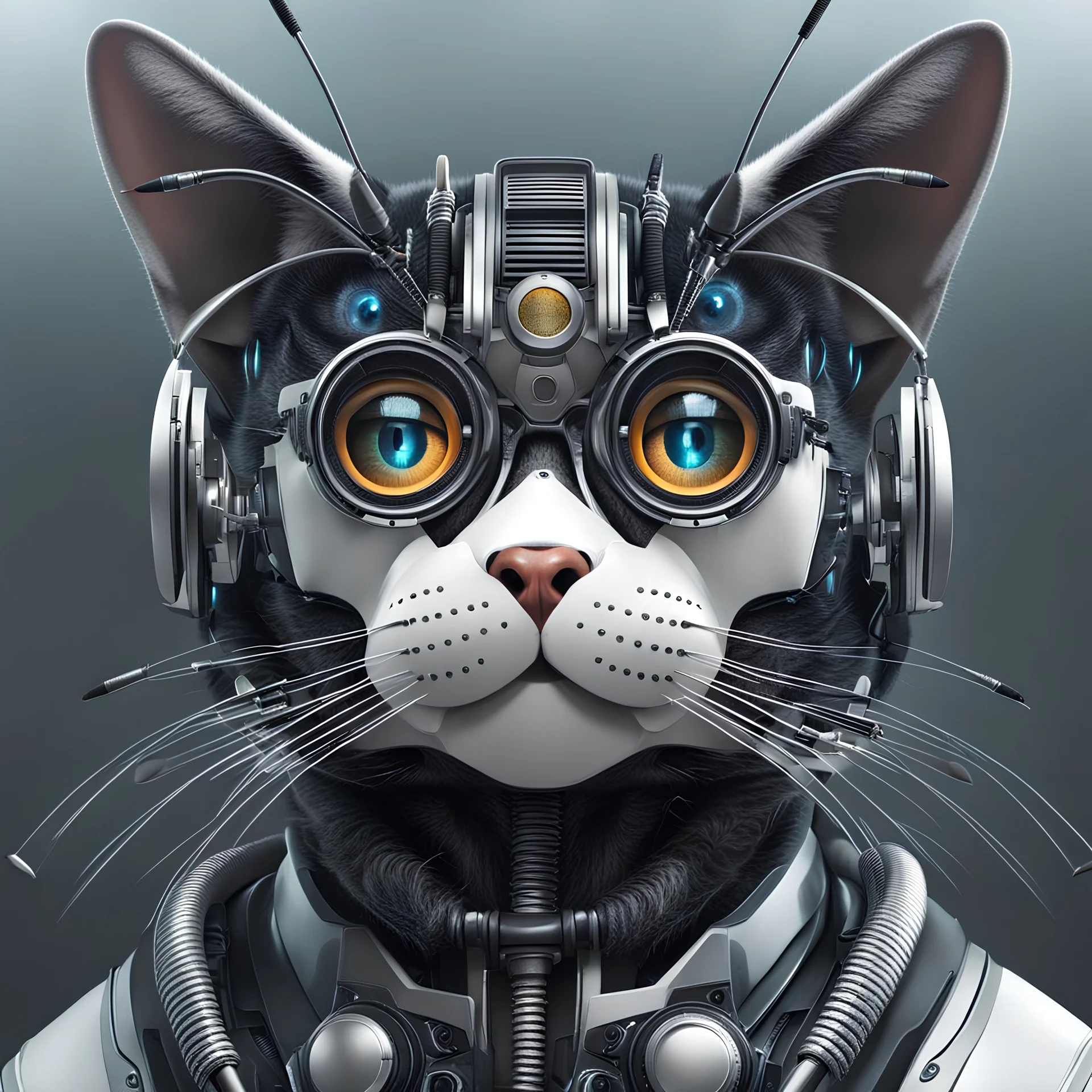 image of a surreal cyborg cat